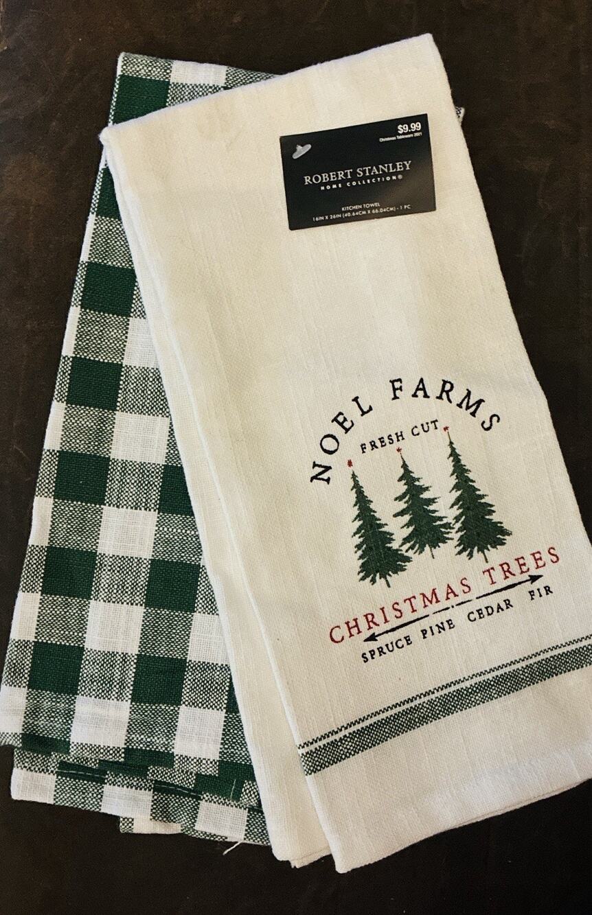 NWT 2 Sets Noel Farm Christmas 3018 July Robert Stanley Ctn Kitchen Towels 16x26
